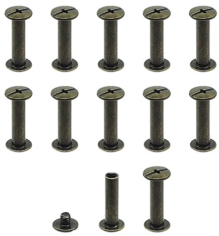 JJWNMLL 12 Sets Chicago Screw Posts,M5*20mm Rivet Binding Screws Bronze | Metal Chicago Rivet Replacement Repair for Bags, Collar, Harness, Luggage, Purse, Dog Lead, Backpack, Belt