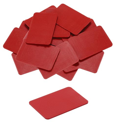 QUARKZMAN 50 Pezzi Spessori in Plastica 60 x 40 x 2 mm Distanziatori Piastrelle Squadrette Angolari Blocco Sottotetto Cunei Mobili Pannelli Plastica Esterno Rigida, Rosso