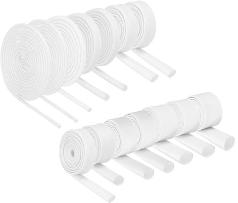 QUARKZMAN Isolerad flätad kabelslang, vit högtemperatur-silikonglasfiberbeläggning för kabelhölje, bil-slangkabelskydd (1 m x 14 storlekar ID)