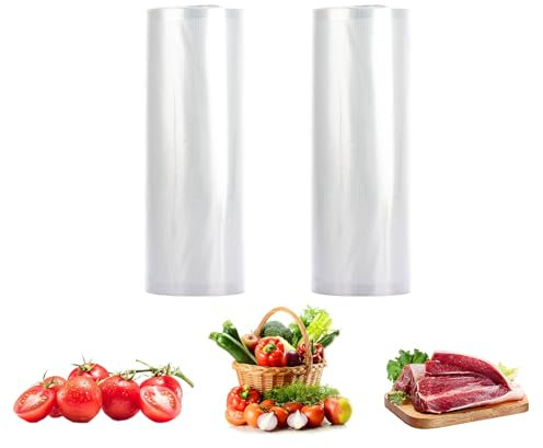 ASelected Lot de 2 rouleaux de sacs sous vide, 20 x 600 cm, pour toutes les machines à emballer sous vide, solides et indéchirables, adaptés sous vide, réutilisables