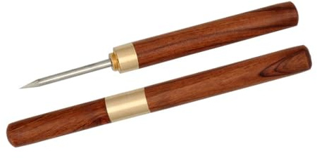 ZYKEJJDDAK Leather Hole Punching Awl Wood Handle Leather Punching Awl With Protective Lid For Leather Craft Punching Stitching