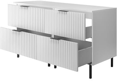 3E 3xE living.com Badezimmerschrank, Weiß + schwarzer Griff, 120 x 77 x 46 cm