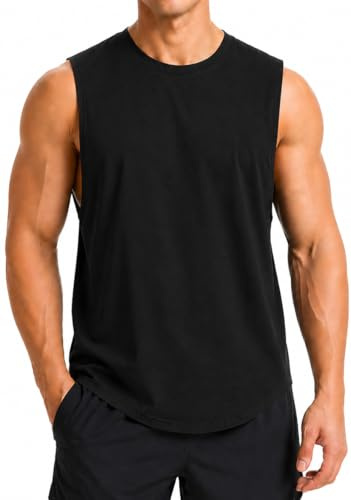 Camiseta sin Mangas de algodón para Hombre, para Entrenamiento, Atletismo, Gimnasio, musculación, musculación, Cortes Negro XXL