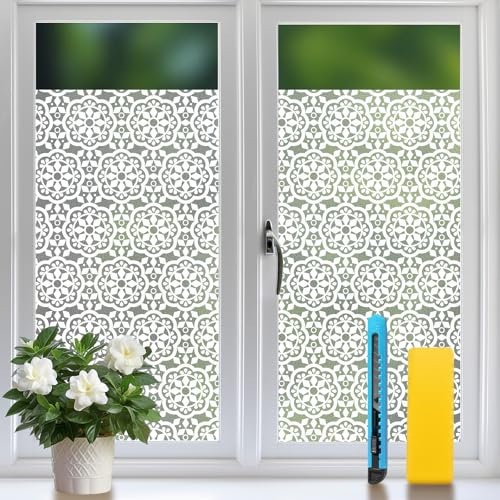 Niviy Window Film Privacy 44.5x200cm (17.5x78.7), Snowflake Patterned Frosted Privacy Film for Glass Windows - Self Adhesive Static Cling Frosting films Tint Stickers for Home Bathroom Office