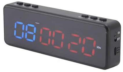 OUTFYT Temporizador de Gimnasio portátil, multifunción, Carga USB, Temporizador de intervalos LED, Pantalla, Temporizador de intervalos for Gimnasio en casa,Aplicaciones VersáTiles(Blauw)