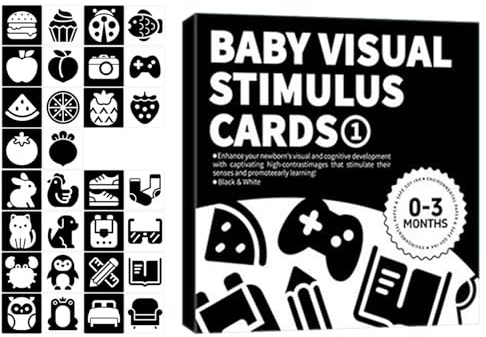 Juego de tarjetas sensoriales para bebés, tarjetas visuales en y negro, herramientas de estimulación de alto contraste, ayuda educativa portátil, ideal para el desarrollo de niñas y niños en
