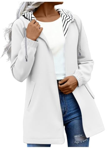 OVARA Womens Waterproof Jackets Lightweight Hooded Long Rain Coat Rain Jacket Ladies Functional Windbreaker Jacket Softshell Plus Size Breathable Outdoor Trench Coats