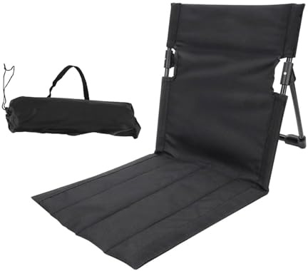 MEISO Strandmatte mit Rückenlehne, Klappbar Strandstuhl, Tragbare Strandliege Faltbarer, Campingstuhl Liegestuhl für Picknick, Garten, Wandern (Schwarz)