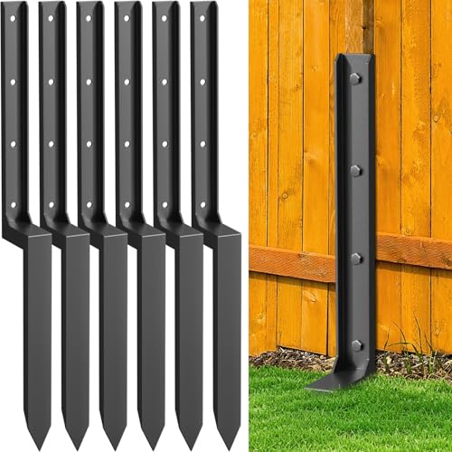 6 Pack Fence Post Repair Kit, 33.6 Heavy Duty Fence Post Repair Stakes, Thickened Anchor Ground Spike for Repairing Tilted/Broken Wood Posts