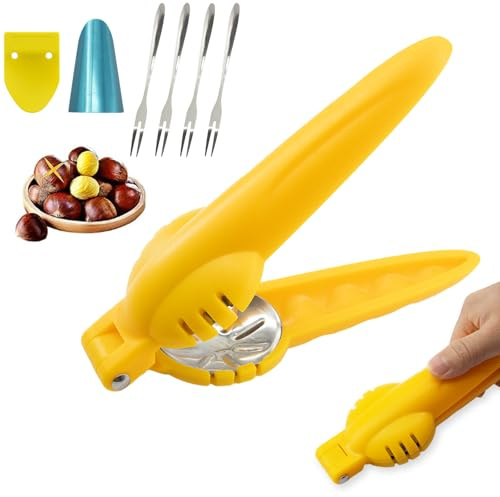 BORISCA Pinza per Chataigne, pinza per Chataigne gialla, taglio chataigne multifunzionali, apertura rapida di rottura, gattini, pelapatate di Chataigne portatile castagna clip per Chataigne
