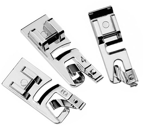 SXDLCX 3Pcs Narrow Rolled Hem Presser Foot Set (3mm, 4mm and 6mm) for All Low Shank Snap-On Singer, Brother, Babylock, Euro-Pro, Janome Sewing Machine Supplies ﻿