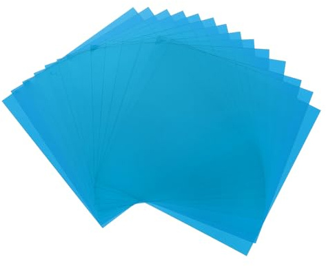 QUARKZMAN 14 st färgglada plastfolie, transparent bärnstensfärgad gel färgkorrigering av vattentätt ljusfilter 2 x 2 tum ark för gör-det-själv hantverk, LED-belysning (blå)