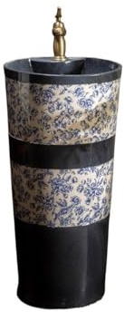 lavabo del baño, Lavabo de pedestal retro for baño con grifo y desagüe, cerámica, una sola pieza, for jardín