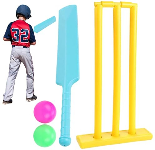 Stumps de cricket, ensemble de cricket pour enfants, kit avec batte ABS, souches, 2 balles, jeu d'interaction parent-enfant pour jardin, plage, équipement domestique pour enfants à partir 3 ans