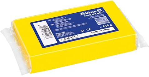 Pelikan Knete Nakiplast, Wachsmasse mit Bienenwachs, 650 g, gelb, 1 Block