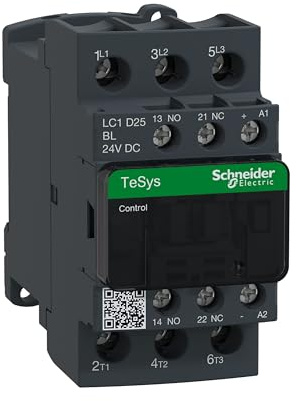 Schneider Electric TeSys D - AC Contactor, 24 V DC, 50/60 Hz, 3 Pole, 3NO, 25A, 40ms, Fixed & DIN Rail Mounting, LC1D25BL