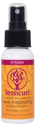 Jessicurl Spray che ispira timore reverenziale, senza profumo aggiunto, 2 Fl oz. Spray idratante rinfrescante per ricci di mezzogiorno per capelli ricci, definizione dei ricci