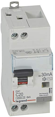 410706 Legrand Disjoncteur différentiel 20A type AC 30mA - courbe C - DX³4500 1P+N