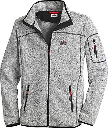 Stubai - Strick Fleecejacke Herren/Strickjacke mit Fleece Innenseite für Outdooraktivität, Strick Fleece Jacke mit Stehkragen und Reißverschluss ,Grau-mele,L