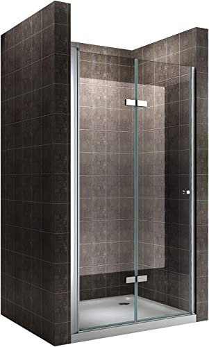 Porte de douche pliante 88x195 cm verre de sécurité transparent (ajustable 88-92)