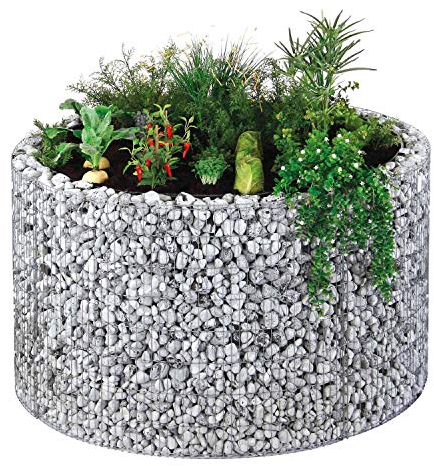 bellissa Hochbeet Gabione rund - Durchmesser 146/126 cm, Höhe 80 cm - Steinkorb-Pflanzkübel