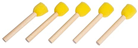Rayher Schwammstempel, 2 cm ø, 5 Stück, Schwammstupfpinsel, Schwammpinsel, 37082000, Gelb