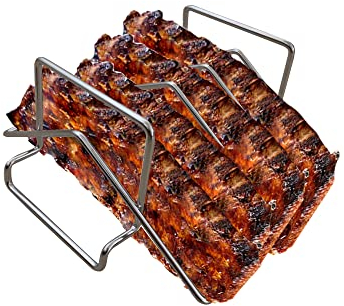 BBQNovation Multifunktionales Edelstahl-Rib-Rack/Rippenständer/Rippchenhalter/Rib Halter