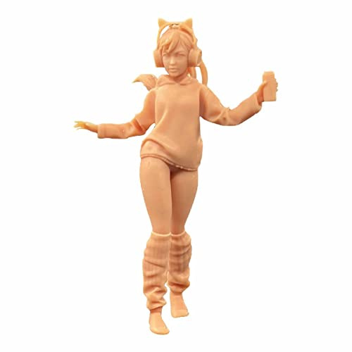 ZEDACAKAI Figura de 1/35 a la moda, chica hipster con pistola, modelo en miniatura GK necesita ser coloreado por ti mismo, No2