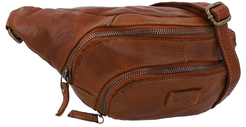 Gusti Gürteltasche Leder Sverre – Vintage Bauchtasche Leder für Damen & Herren – Praktische Hüfttasche mit 3 Fächern & Zippern