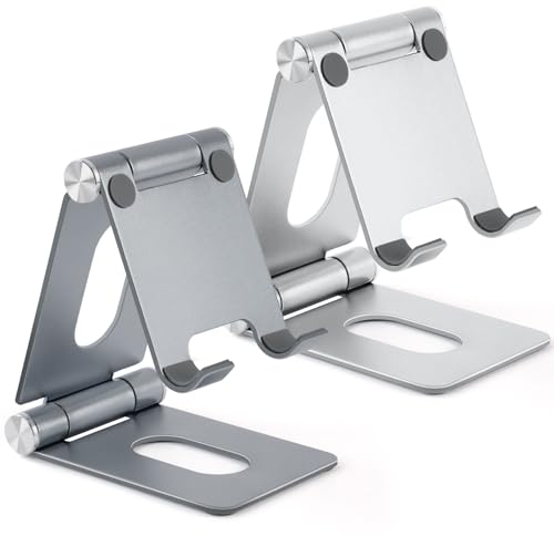 flintronic Supporto Telefono, 2 Pezzi Supporto Regolabile per Cellulare, Universale Dock Telefono, Porta Cellulare da Scrivania in Alluminio, Supporto Smartphone Tavolo per Cellulare Tablet Switch