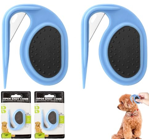 HYDTQCL Entfilzungsmesser Katze, 2 Stück Pflegemesser für Langhaarige Haustiere, 2 in 1 Multifunktions Haarentfernungskamm, Effektive Entfilzung für Fellpflege, Schneidet Mühelos durch Verfilzungen