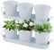 SHUESS 2 Sets of 3 Metal Herb Planter indoor Windowsill - Herb Pots for Kitchen Windowsill with Handled Tray - Herb Planter with Drain Hole - White Herbs Pots for Herbs, Plants and Flowers