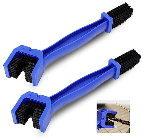 Pulitore catena per moto, mountain bike, 2 pezzi, set di pulizia per moto, catena per bicicletta, scooter a doppia estremità, catena per la pulizia, pennello per catena per moto, catena