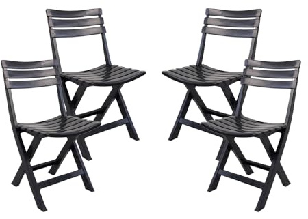 Maury's Set 4 Sedie in Resina Pieghevoli Salvaspazio 44x41x78cm Richiudibili da Esterno (Antracite)