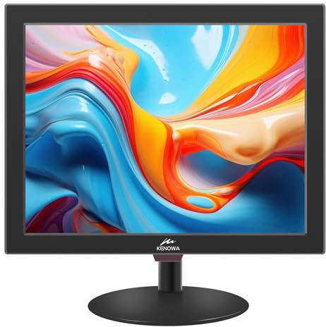 Kenowa 15 Zoll PC Monitor HDMI Bildschirm, Quadratischer Computer Monitor, 1400 x 1050, LED Monitors,60 Hz, 5 Ms, Seitenverhältnis 4:3, 75 x 75 mm VESA, Anschluss mit VGA, HDMI, BNC, AV, TN-Panel