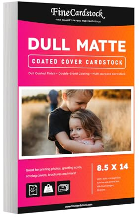 Dull 80lb Cover Digital Low Gloss Cardstock, Double Sided C2S, Coated, Perfect for Color Laser Printing, Design Proposals, Business Cards, Flyers, Brochures | Matte Finish | 8.5 x 14 | 50 Sheets