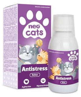 NEO CATS Antistress sirap för katter - Hjälper till att minska ångest, stress och excitabilitet - med Valeriana, Melisa och Passionsblomma