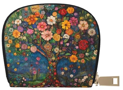 SHFJASBNUMG Tree of Life Leather Bag Colorful Daisy Wallet Flowers Card Pack New Parents - Pediatrician and Pharmacy Cards 9X11CM