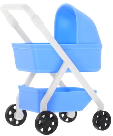 Kisangel Miniature Dollhouse Pram - Realistic 1:12 Scale Plastic Baby Doll Pram Dollhouse Furniture Nursery Doll House Accessories