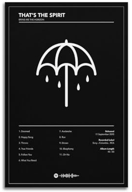 WQMP Stampa artistica da parete su tela, motivo: Bring Me The Horizon-That's The Spirit-AlbumWall Art Poster vintage con musica e film, pittura decorativa per soggiorno e camera da letto, 40 x 60 cm