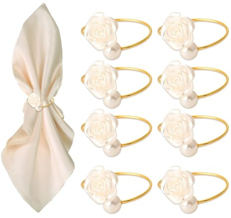LONZIKP 8 pezzi eleganti anelli portatovaglioli in stile boho, porta tovaglioli da tavolo, in metallo dorato, per matrimoni, banchetti, cene, feste, compleanni e occasioni speciali (4,2 x 4 cm) (oro)
