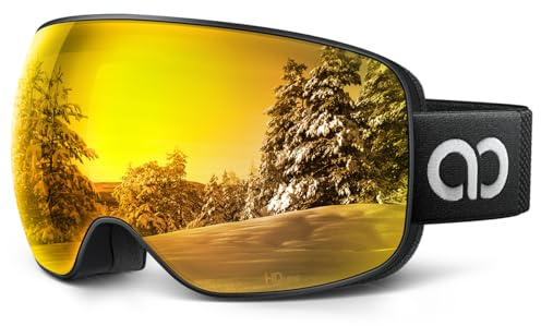 Lamicall Skibrille Herren, OTG Snowboardbrille Damen - [Ultra HD & Breitere Sicht] TOP Anti-Foge Ski Brille für Brillenträger, Verspiegelte Snowboard Schutzbrille, UV400 Schneebrille mit Blendenschutz