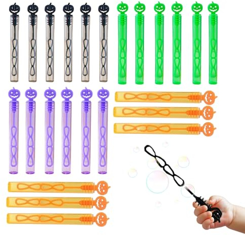 Bulles | Jeux Souffleurs Halloween | Set 24 Pièces Baguettes Bulles Savon Manuelles pour Fête Anniversaire Noël Pâques Été Activités De Plein Air Cadeau Amusant