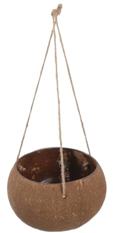 BESPORTBLE Vaso da Appendere con Corda per Piante in Guscio di Noce di Cocco Naturale Fioriera Sospesa Multifunzionale in Materiale Naturale Decorazione da Balcone e Portico