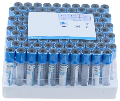 Jnchdghwa Provetta Sterile Sottovuoto con Citrato di Tamponato 1:9 per La Raccolta del Sangue, Provette per Coagulazione, Materiale di Laboratorio, 100 Pezzi