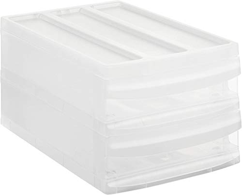 Rotho Systemix Schubladenbox mit 2 Schüben, Kunststoff (PP) BPA-frei, transparent, M Duo (39.5 x 25.5 x 20.3 cm)