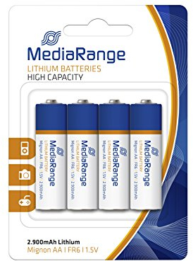 MediaRange Lithium Batterien, Mignon AA|FR6|1.5V, 4er Pack