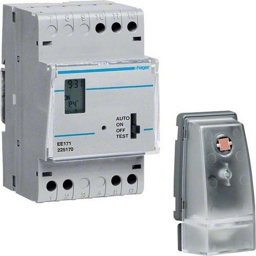 Hager EE171 - Interruptor crepuscular +celula superficie +interruptor horario semanal