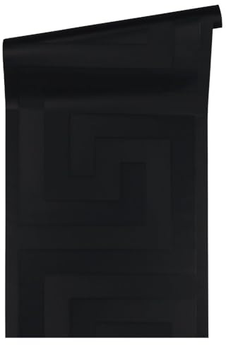 Versace Design tapet svart – lyxig grafisk tapet geometrisk – livingwalls mönstertapet fibertapet 10,05 m x 0,70 m – tillverkad i Tyskland