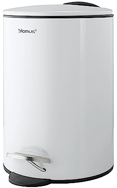blomus -Tubo- Treteimer, Mit Smart-Close-System, Innenbehälter Entnehmbar, 5L, Farbe White 68946